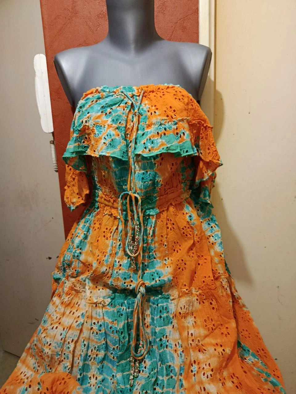 Unique asymmetric 2-in-1 dress with English embroidery, vintage chic, extremely rare size – photo 6